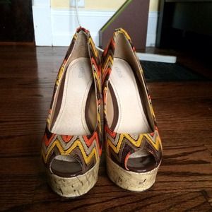 Peep toe wedges worn twice perfect condition