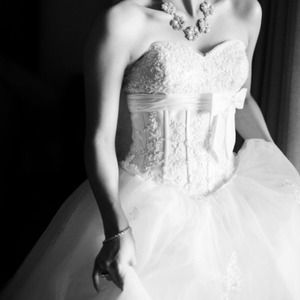 Lace with bow wedding dress