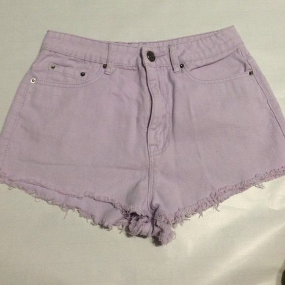 Purple high waisted shorts