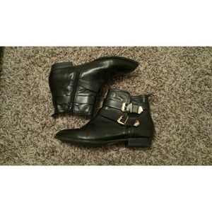 Aldo Black Buckle Ankle Boots