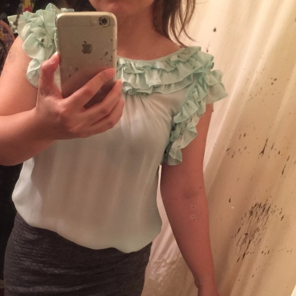 Hunter Difon for Anthropologie skyblue silk blouse