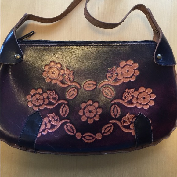 Embroidered  leather handbag