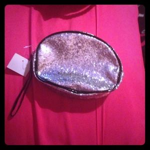 ULTA silver glitter makeup bag w zipper