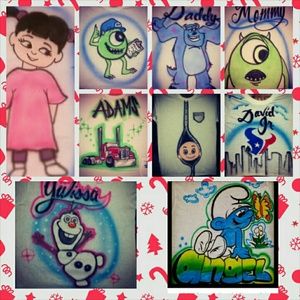 Airbrushed Christmas stockings / christmas hats /