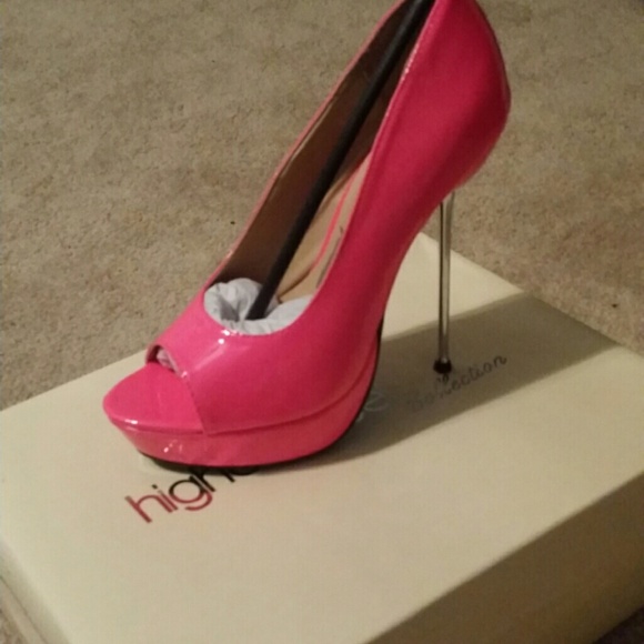 Hot pink high heels shoes