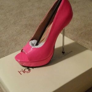 Hot pink high heels shoes