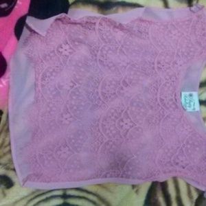 Pink Lace Crop Top