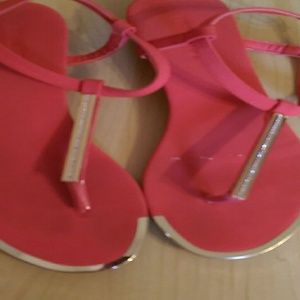 Coral Sandles with Gold Trim