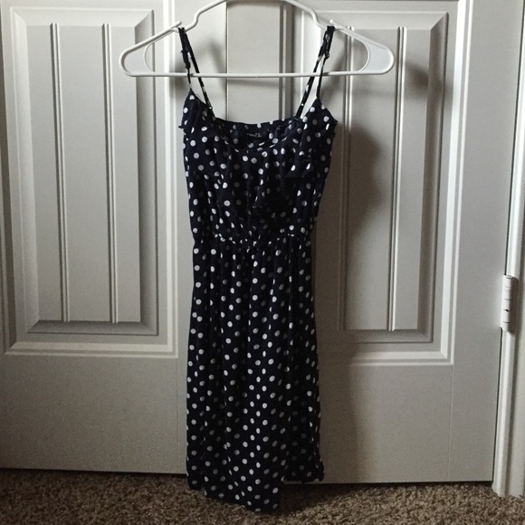 Polka dot navy blue dress