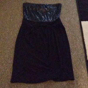 Short black strapless dress