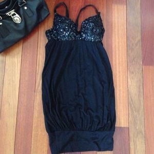 Black beaded bra clubbing dress