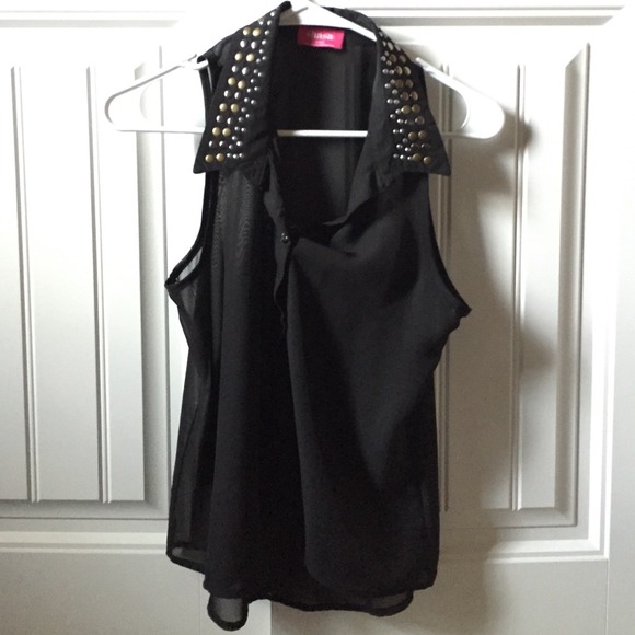 Sheer black, sleeveless top