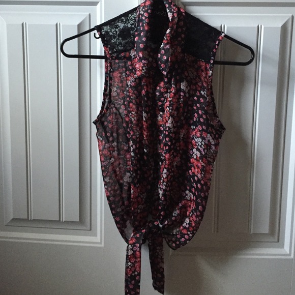 Pink and Red Floral tie-down top