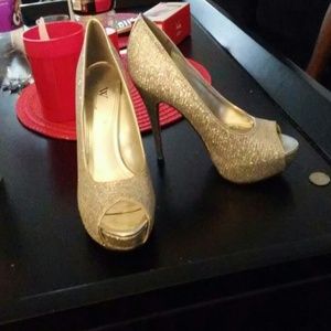 Silver sparkly heels