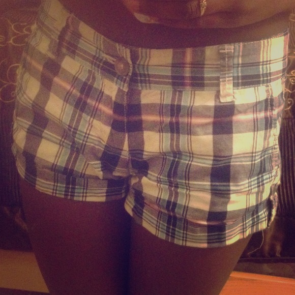 Blue & pink plaid shorts