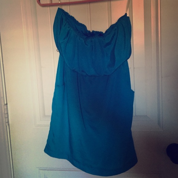 Hard Blue Strapless Dress