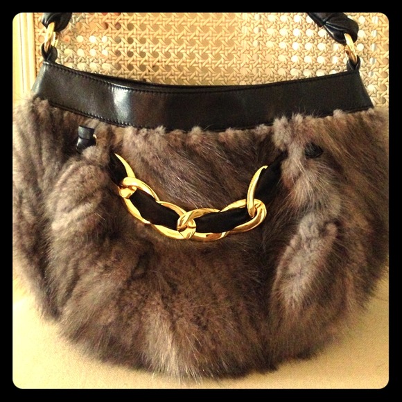 Paolo Masi Authentic Mink and Leather Purse