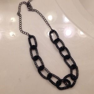 Chunky intricate black chain link necklace