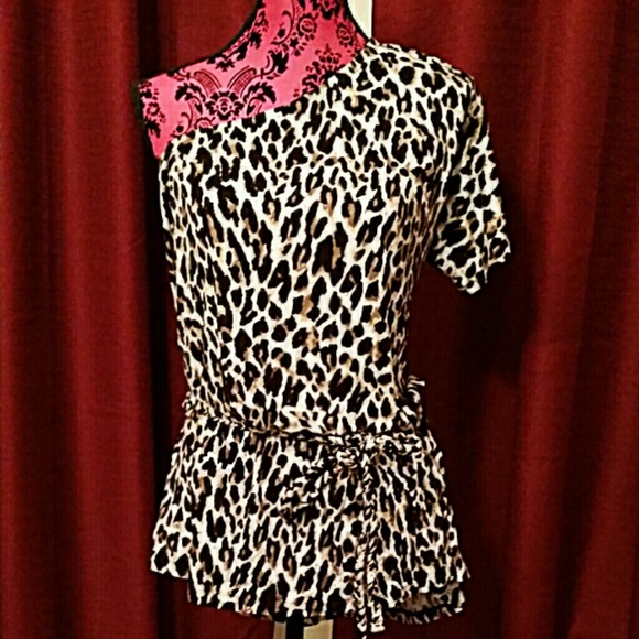 Leopard one shoulder top