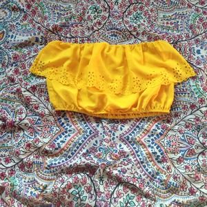 Canary yellow tube top.