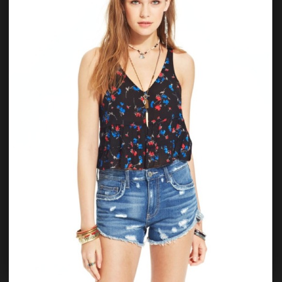 NWT! Free People black floral tank - Picture 3 of 4