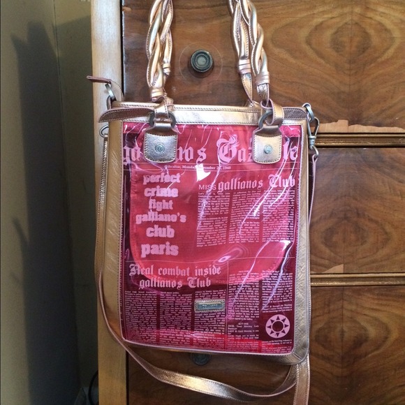 John Galliano pink metallic handbag
