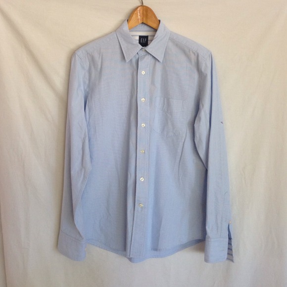 GAP Ladies Blue Pinstriped Collar Shirt