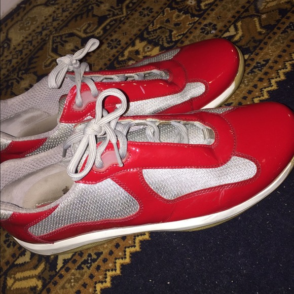 Red men's prada sneakers