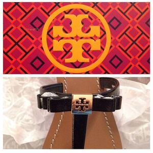 Tory Burch black bow sandals