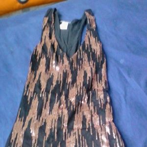Wet seal pink sequin on black tunic tank top xs