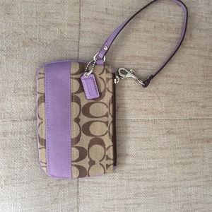 Coach clutch - purple and tan