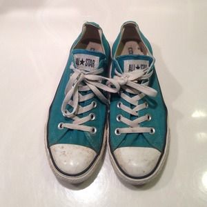 Teal blue converse, worn, but very cute!