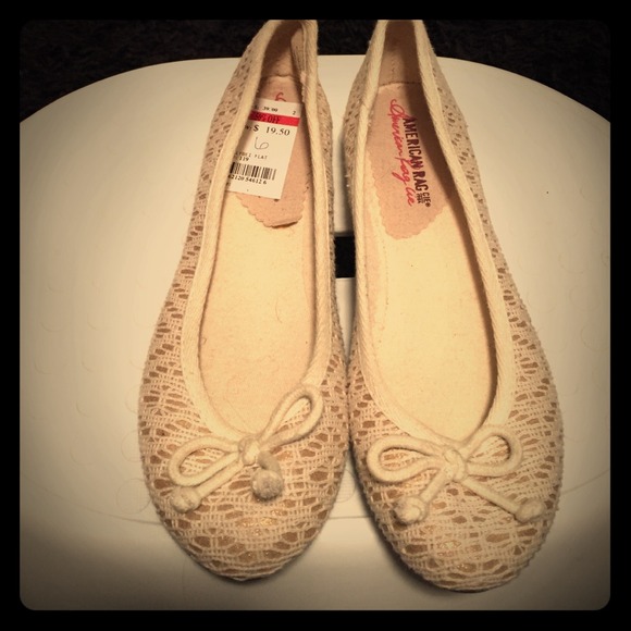 Ivory gold ballet flats