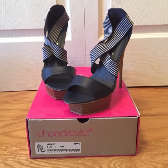 Navy blue high heel sandal
