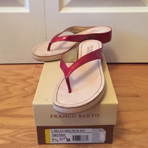 Burgundy wedge flip flops