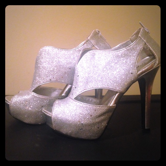Silver Glitter Heels