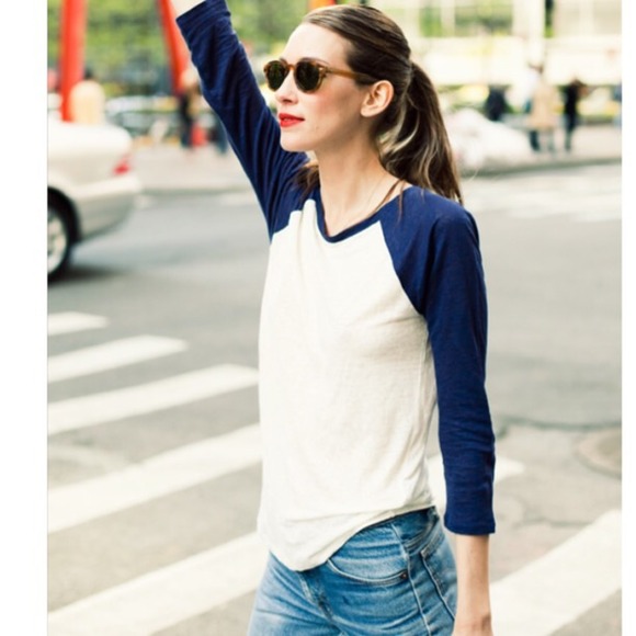 Tops - Navy blue and white baseball top ONE DAY SALE