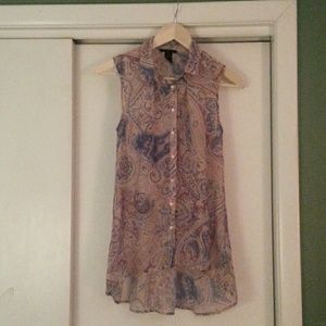 H&M sleeveless paisley blouse