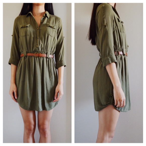 Charlotte Russe Olive-green dress w/ belt