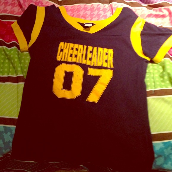 Varsity Tops - Yellow & navy Varsity cheerleading cheer shirt!!