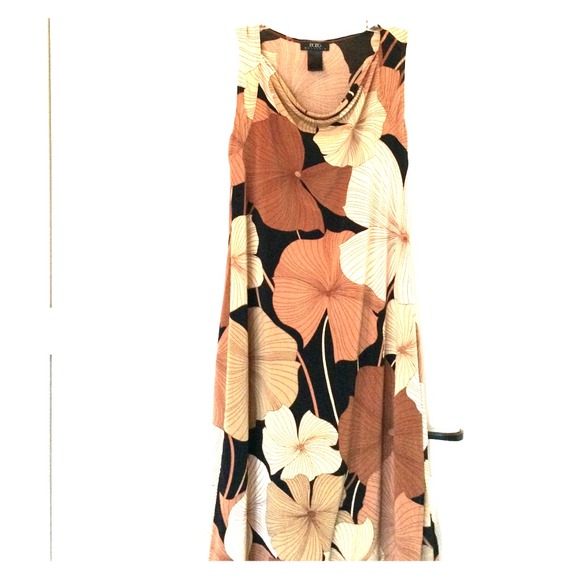 BCBG dress- floral with draped neck-flattering!