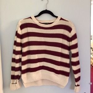 Burgundy and cream striped sweater