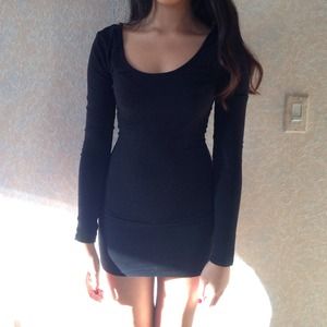 Black Long Sleeved Bodycon Dress
