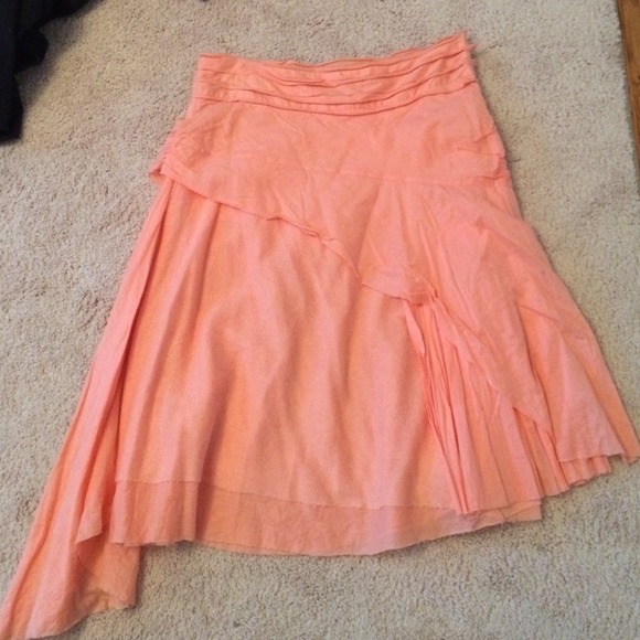 Coral colored knee length free people skirt
