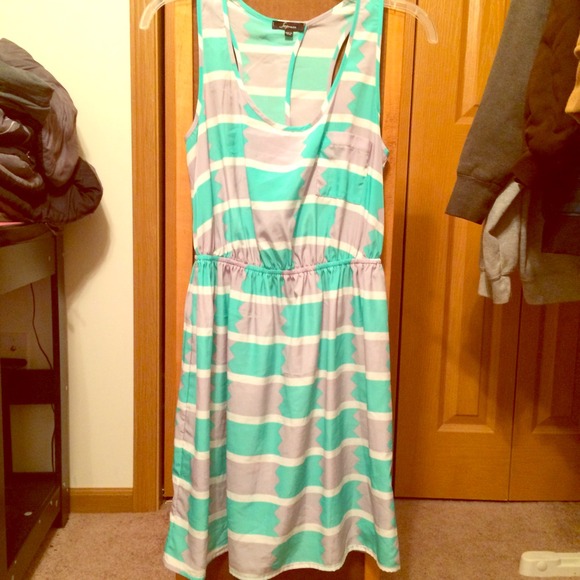 Gray/White/Teal Tank Dress
