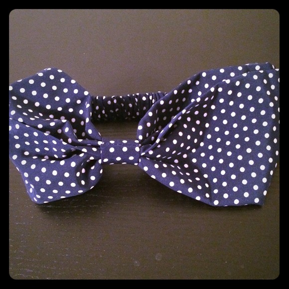 Navy/White Polka Dot Headband