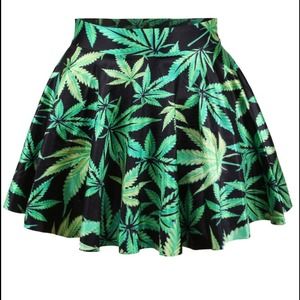 Sexy Green Black 420 Weed Mini Skirt