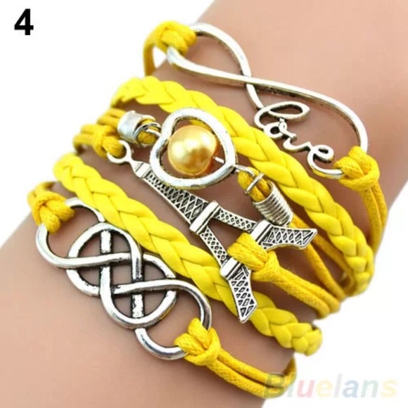 Paris love infinity leather multilayered bracelet