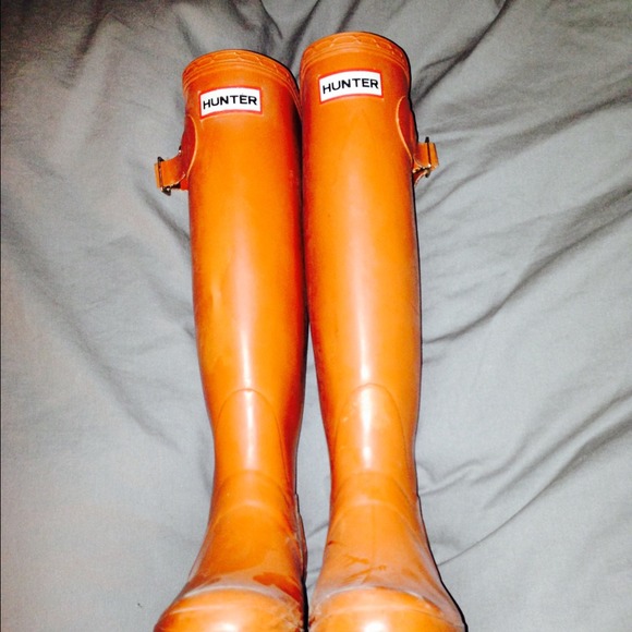 Hunter original tall rain boots.