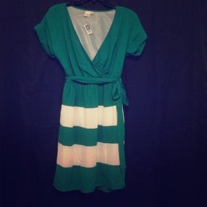 Green & white dress